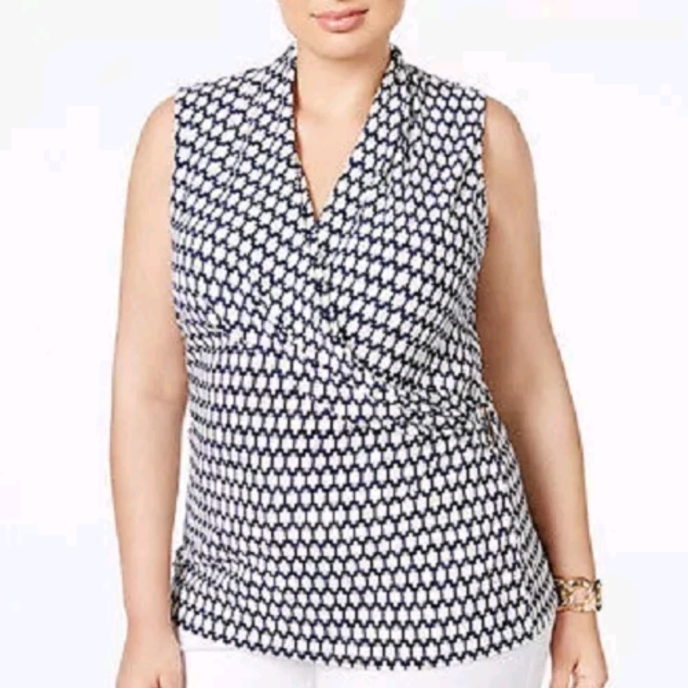 Charter Club Plus Size L Top  Geometric Print Surp